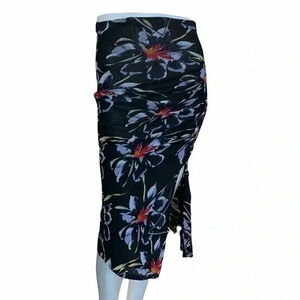 Diane Von Furstenburg black floral lanell skirt sz XS